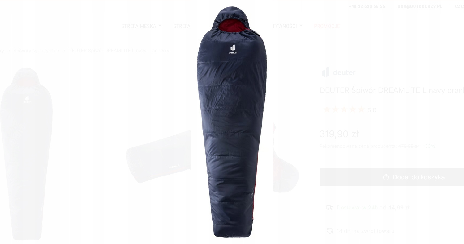 Śpiwór Deuter Dreamlite L navy-cranberry niebieski