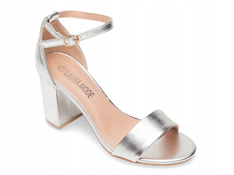 

Zachwycające Sandałki Na Słupku Srebrne 39