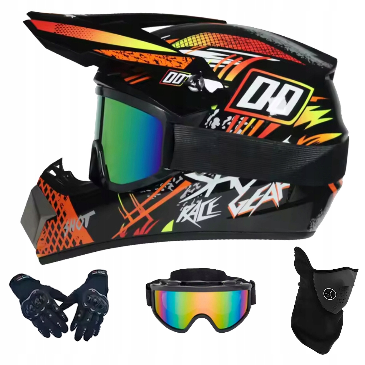 Helma Na Elektrickou Koloběžku Cross Enduro Quad Bmx Helma Brýle Rukavicexl