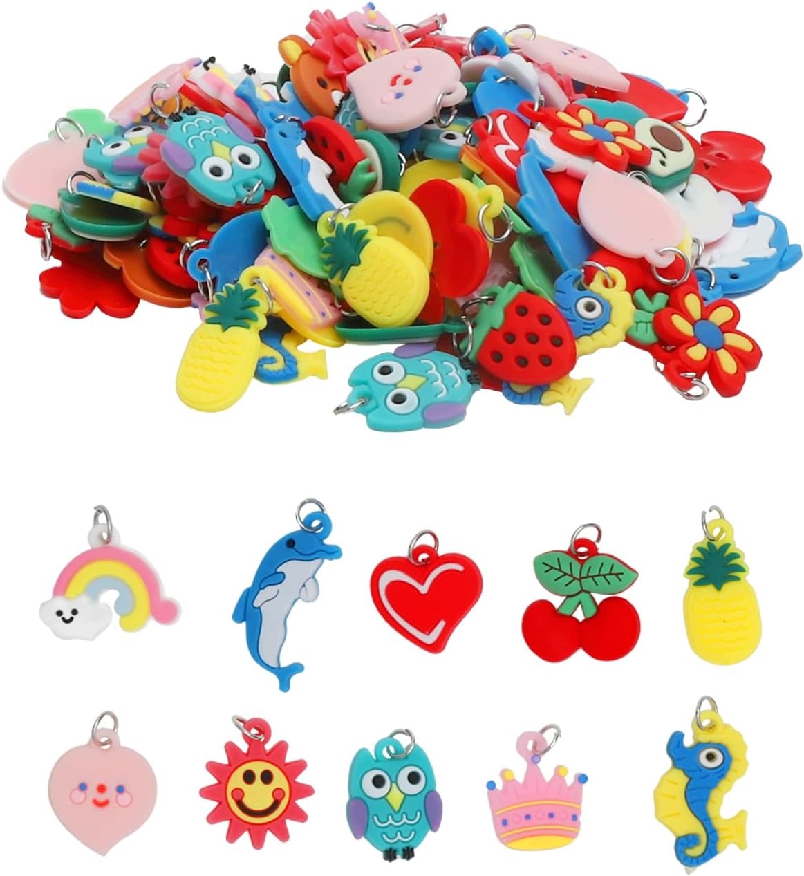 Sada 100 Silikonových Přívěsků Na Náramky Loom Bands Diy