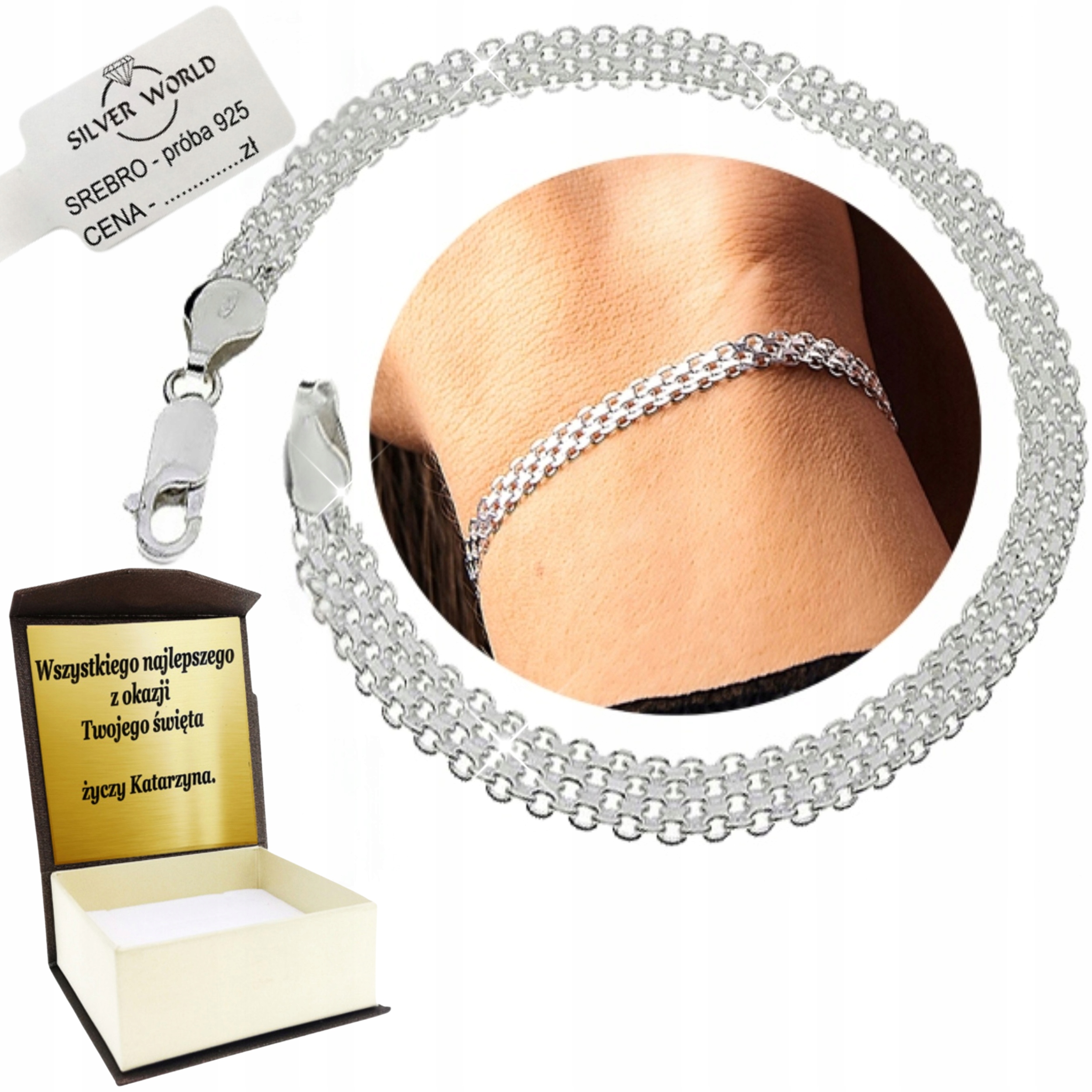 Stříbrný Náramek 925 Dámský Jako Dárek Na Ruku Elegantní Gravírování Bonus