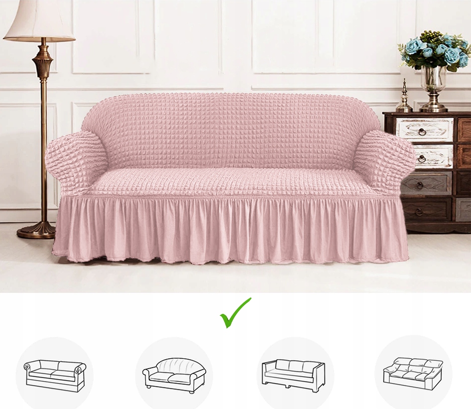 

Pokrowiec Na Sofe Kanapę 3 Osobowy Pudrowy Róż