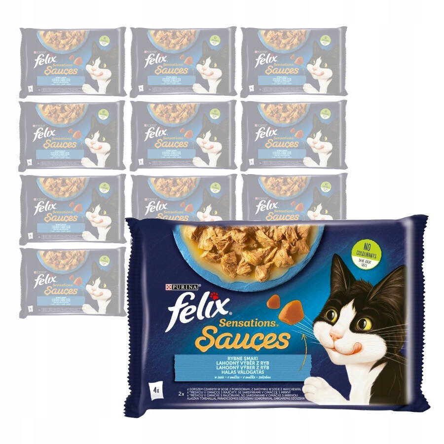 Levně Felix Sensations Sauces Krmivo pro kočky Rybí příchutě v omáčce 48x85 g