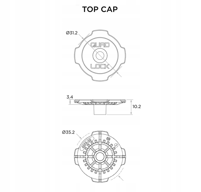 Zatrzask podstawy Quad Lock 360 Top Cap Stan opakowania oryginalne