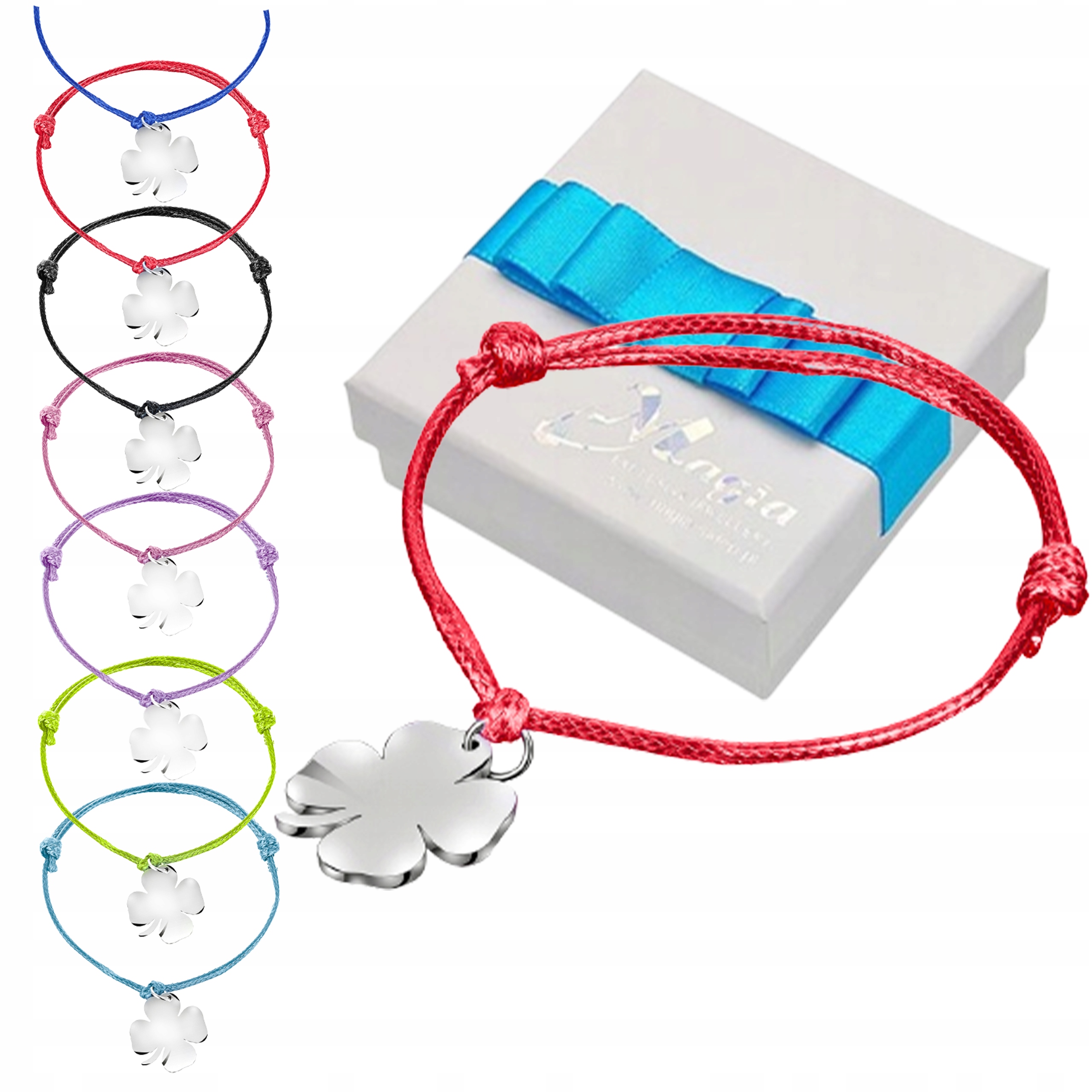 

Bransoletka Na Sznurku Koniczynka Stal Szlachetna