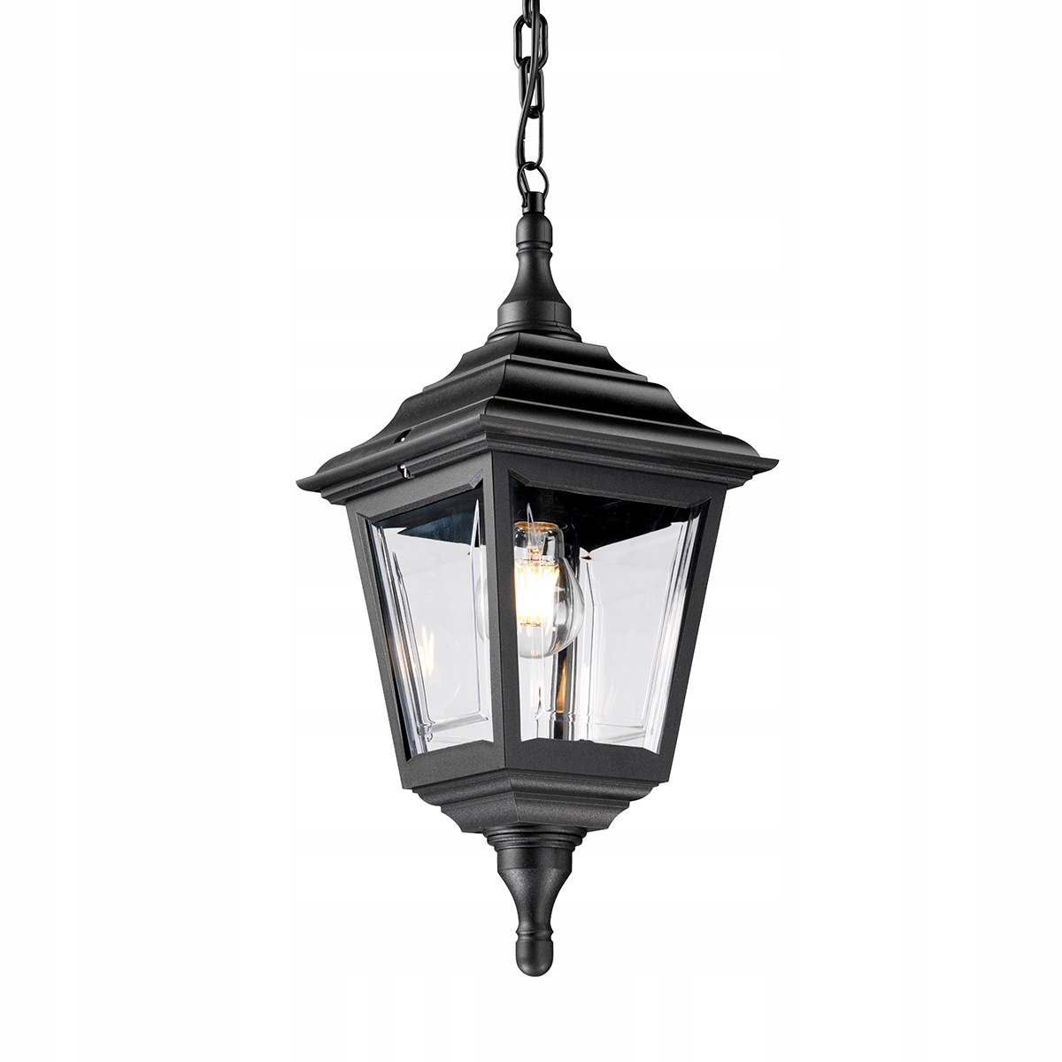 Vonkajšia závesná lampa na terasu, klasická, čierna, s reťazou Elstead