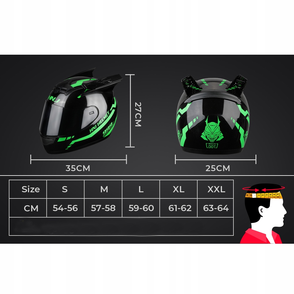 KASK MOTOCYKLOWY na motor Z USZAMI KOCIE uszy XL Producent inny