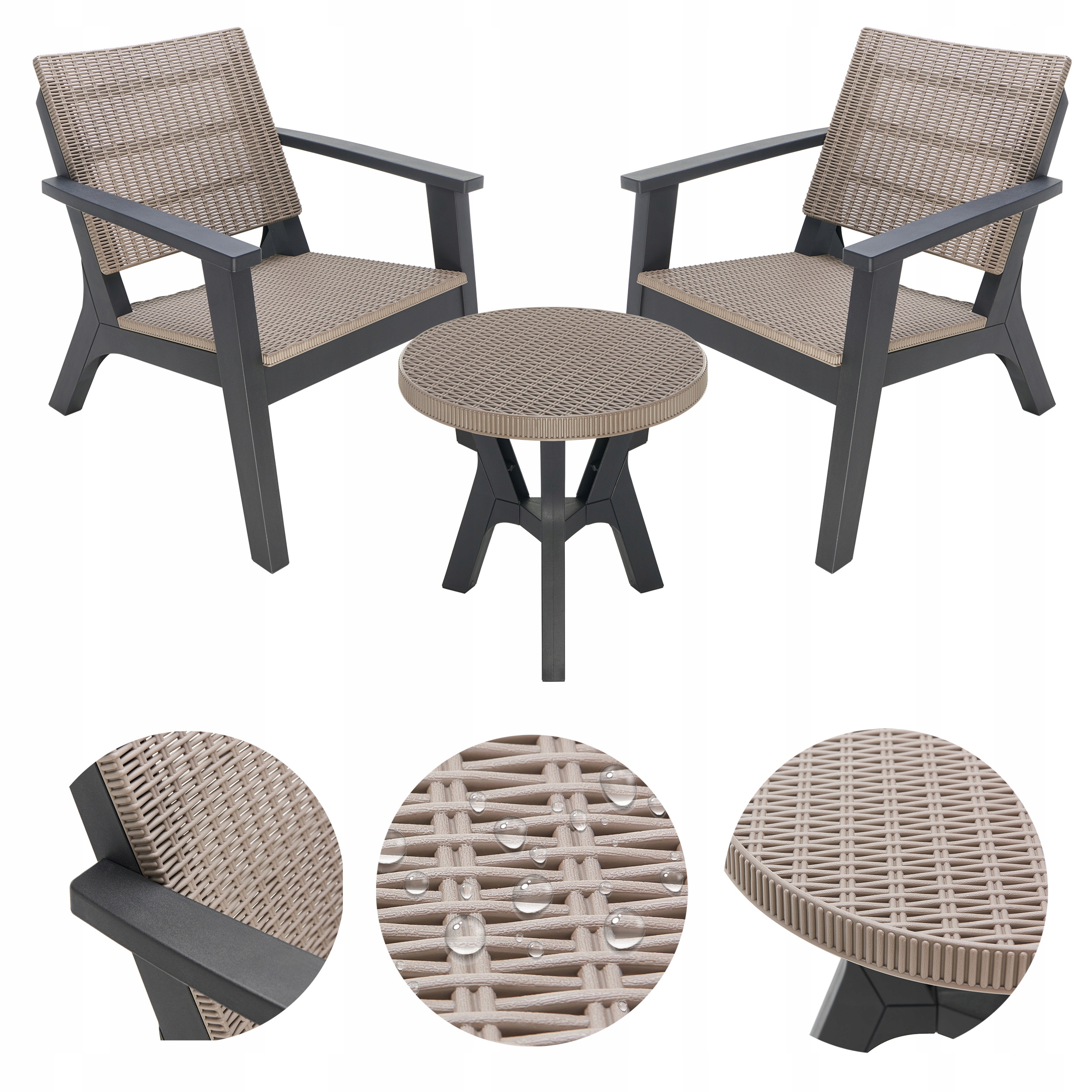 

Komplet Zestaw Mebli 2+1 Balkon Ogród Taras Rattan