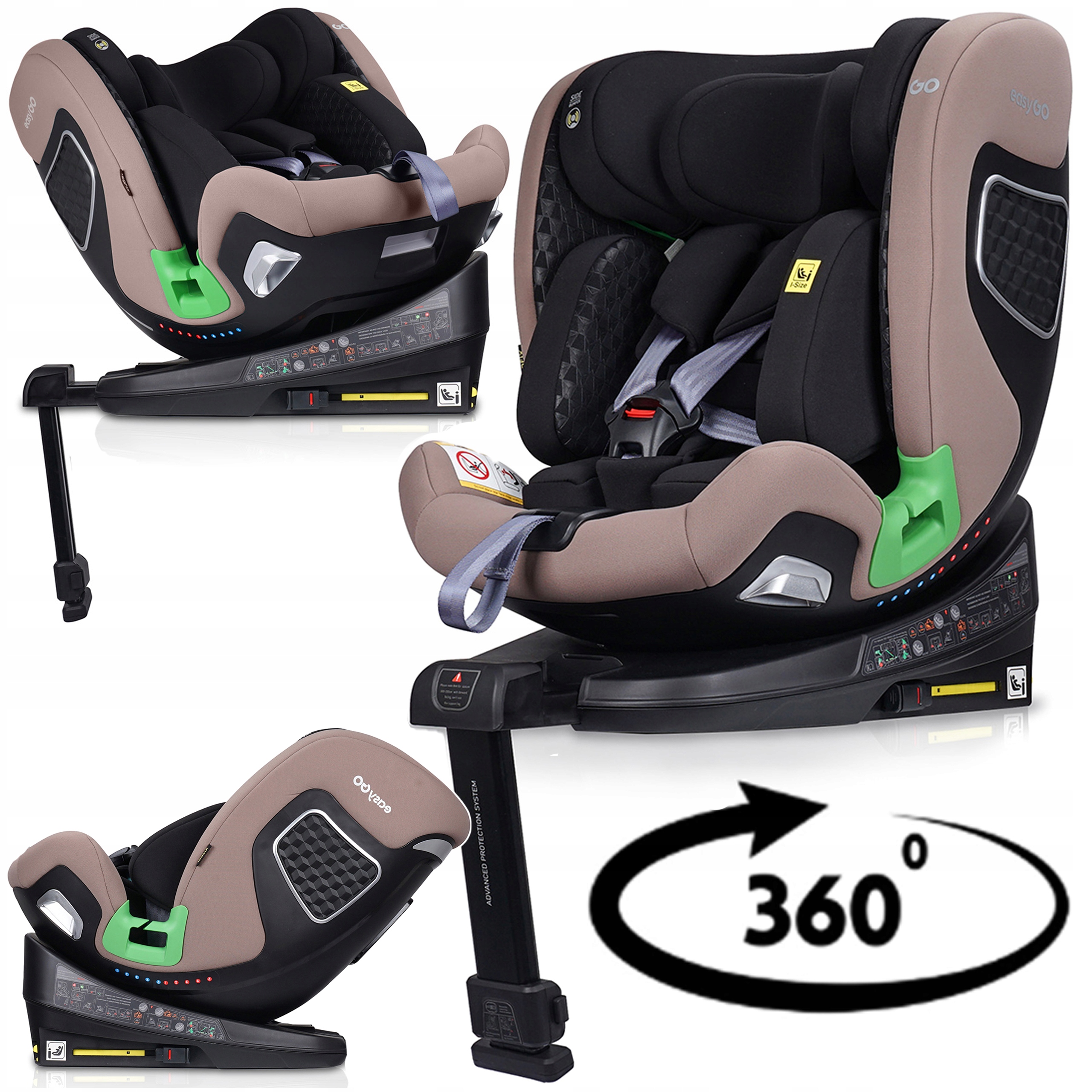 Fotelik Samochodowy Obrotowy 360° 15x Regulacja 0-36 Kg Rwf I-size Isofix