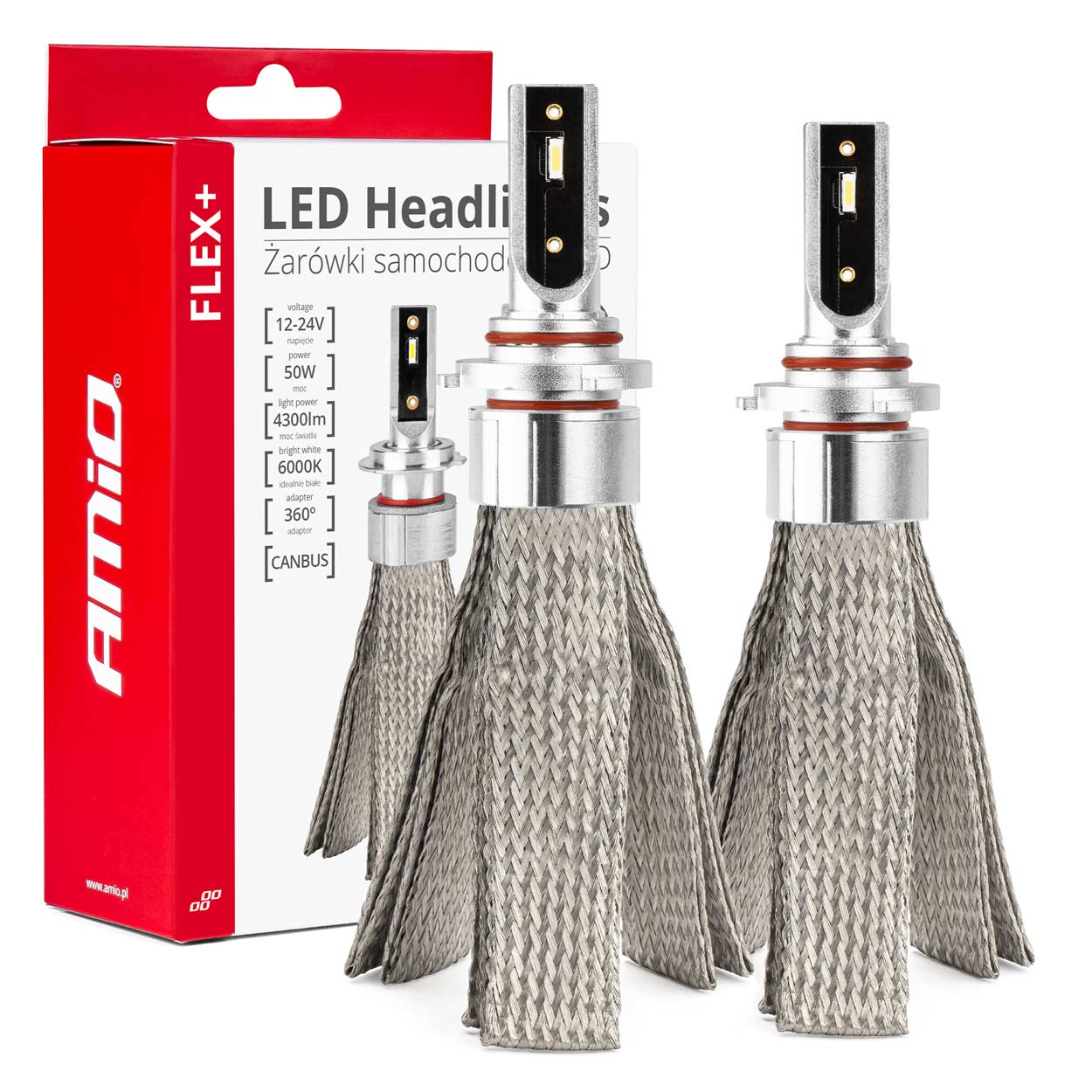 Led automobilové žárovky Flex HB4 12v 24v 6000k canbus AMIO-03665
