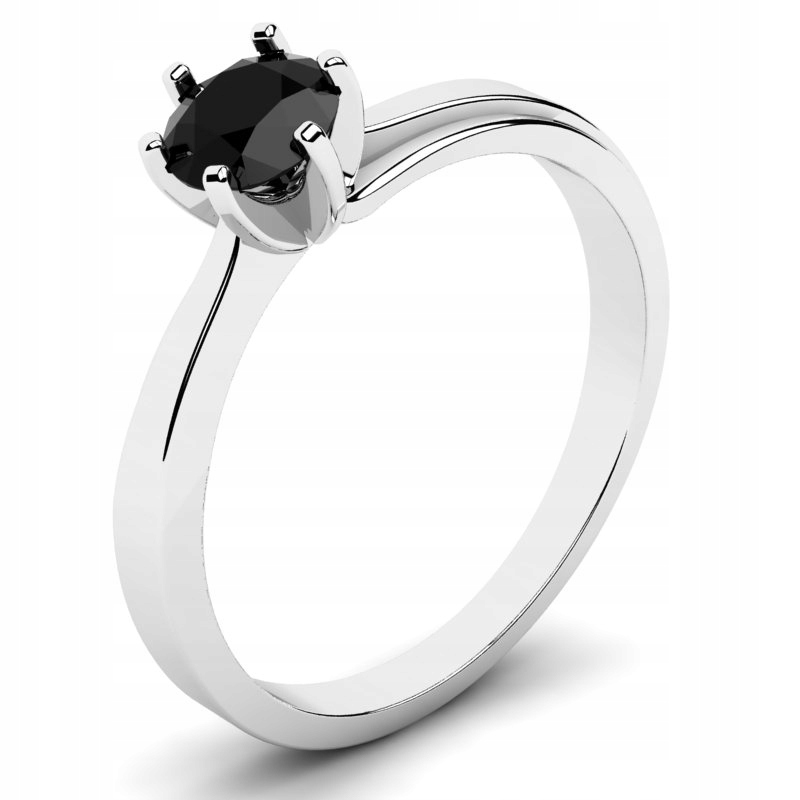 

Pierścionek Z Białego Złota Z Czarną Cyrkonią 5MM