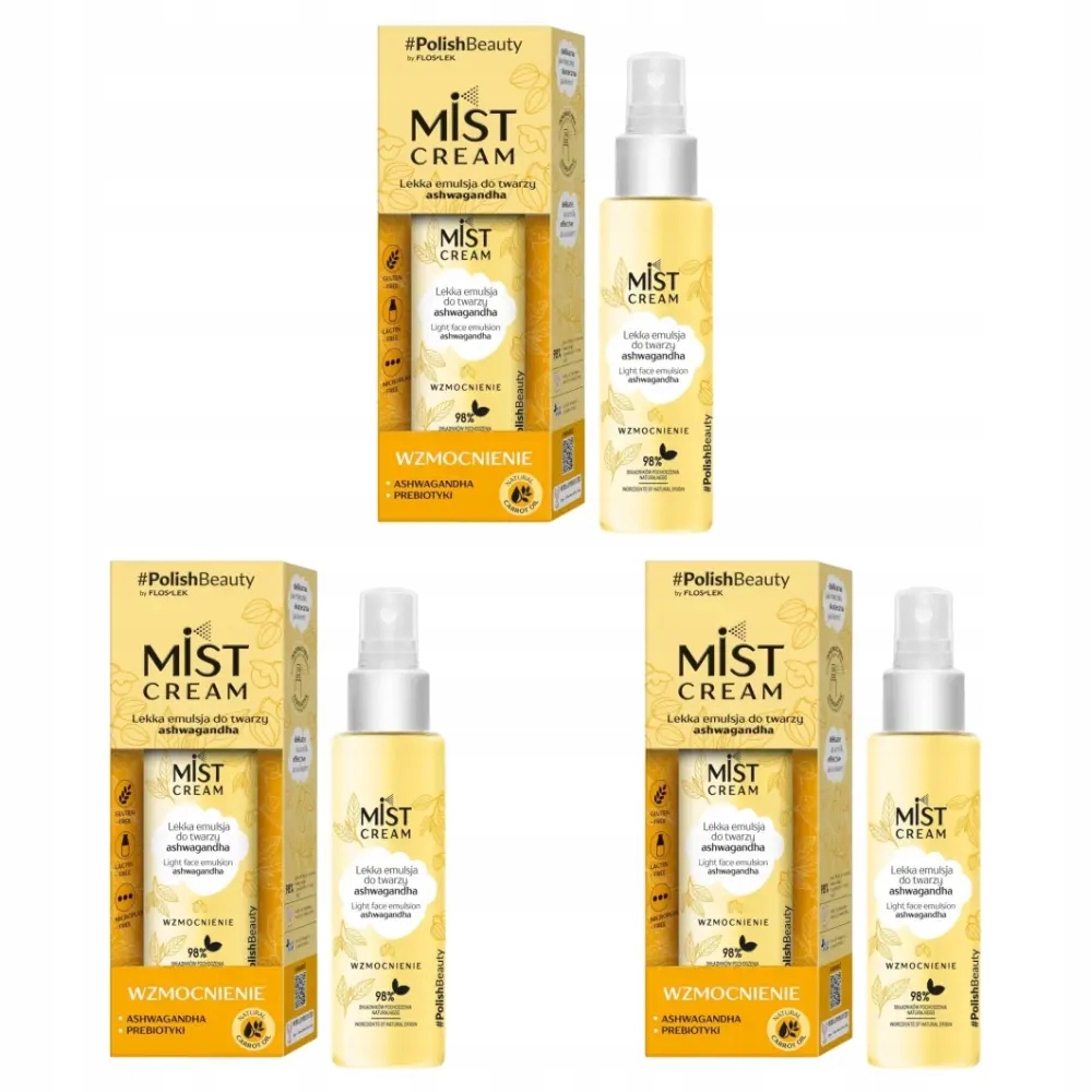3x Floslek Mist Cream lekka emulsja do twarzy ashwagandha