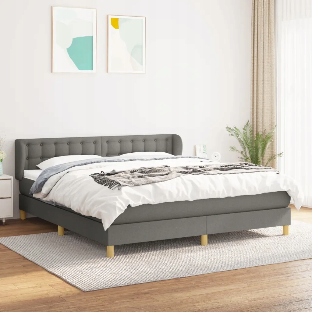 Box spring postel s matrací tmavě šedá 180x200 cm textil Šedá 3127142