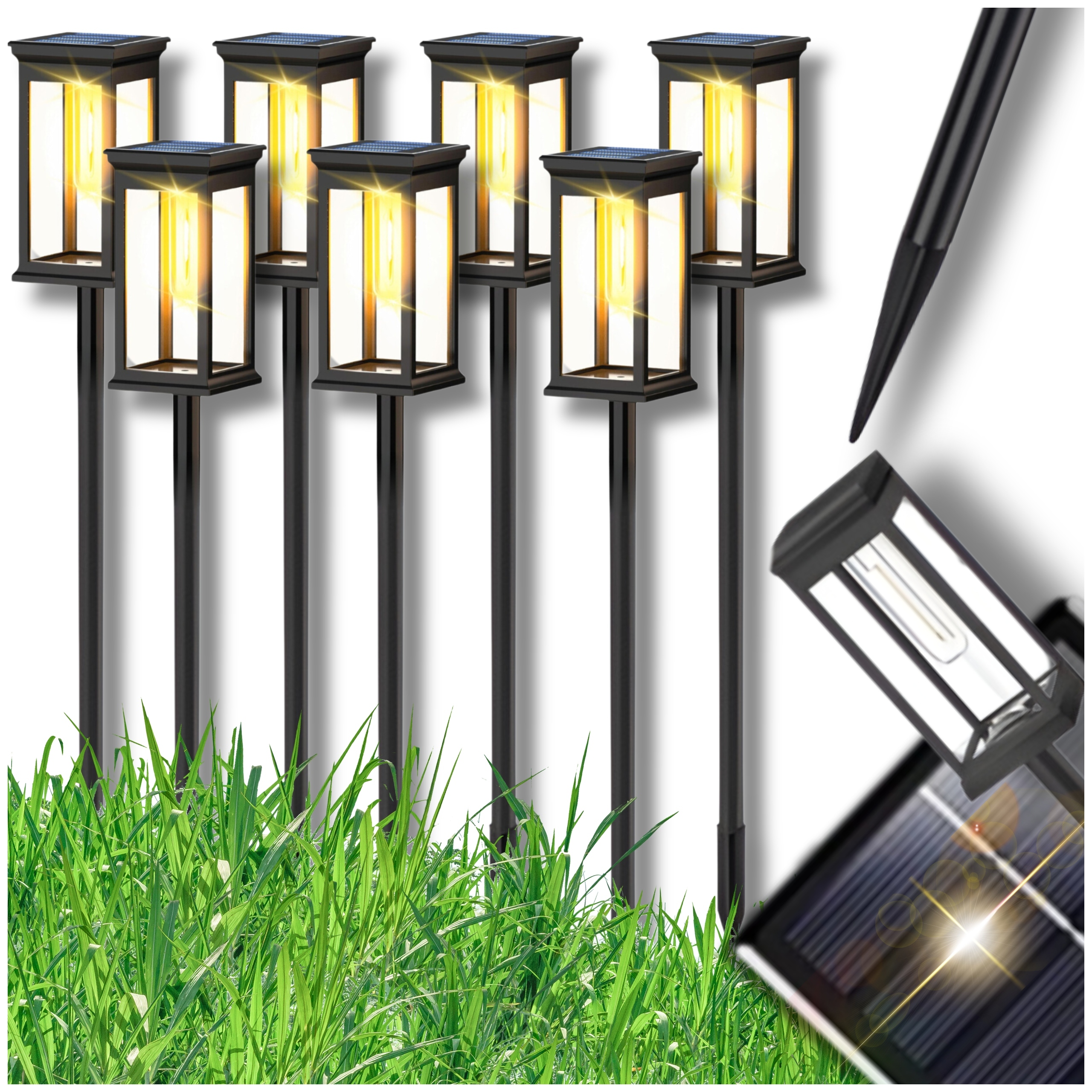 8x Lampa Solarna Led Ogrodowa Wbijana Słupek Latarnia Filament Żarówka