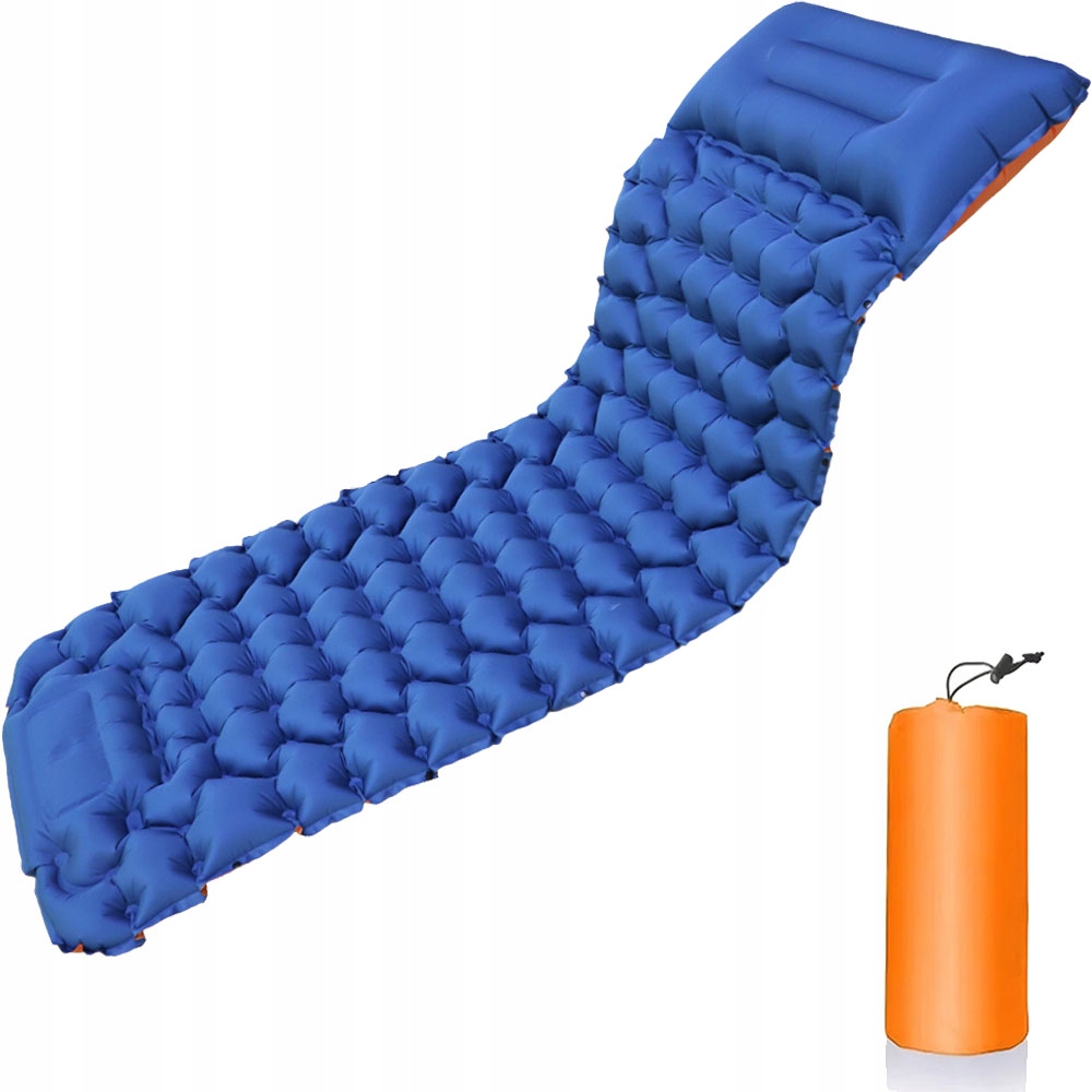 Kempingová samonafukovací turistická podložka voděodolná s polštářkem 198x72x8 cm