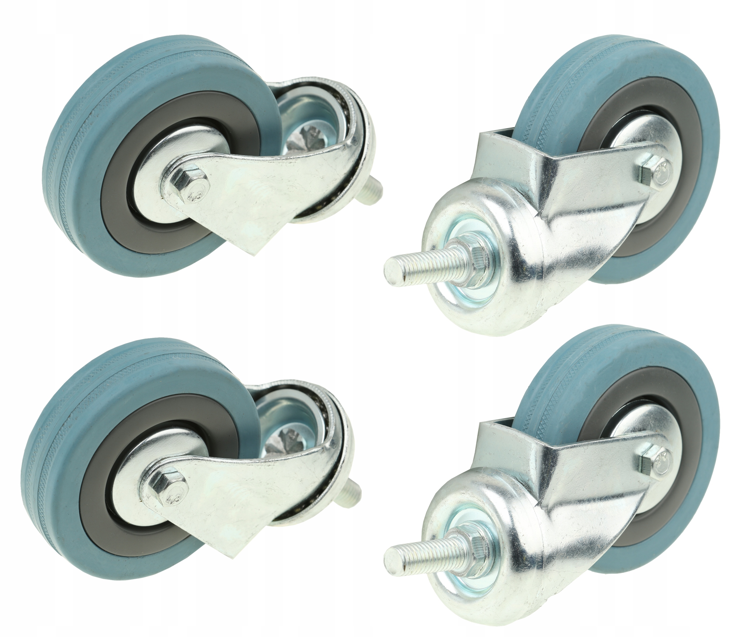 ZESTAW JEZDNY KÓŁKA OBROTOWE 75 mm GUMOWE KOŁA MEBLOWE ŚRUBA M10 4 szt