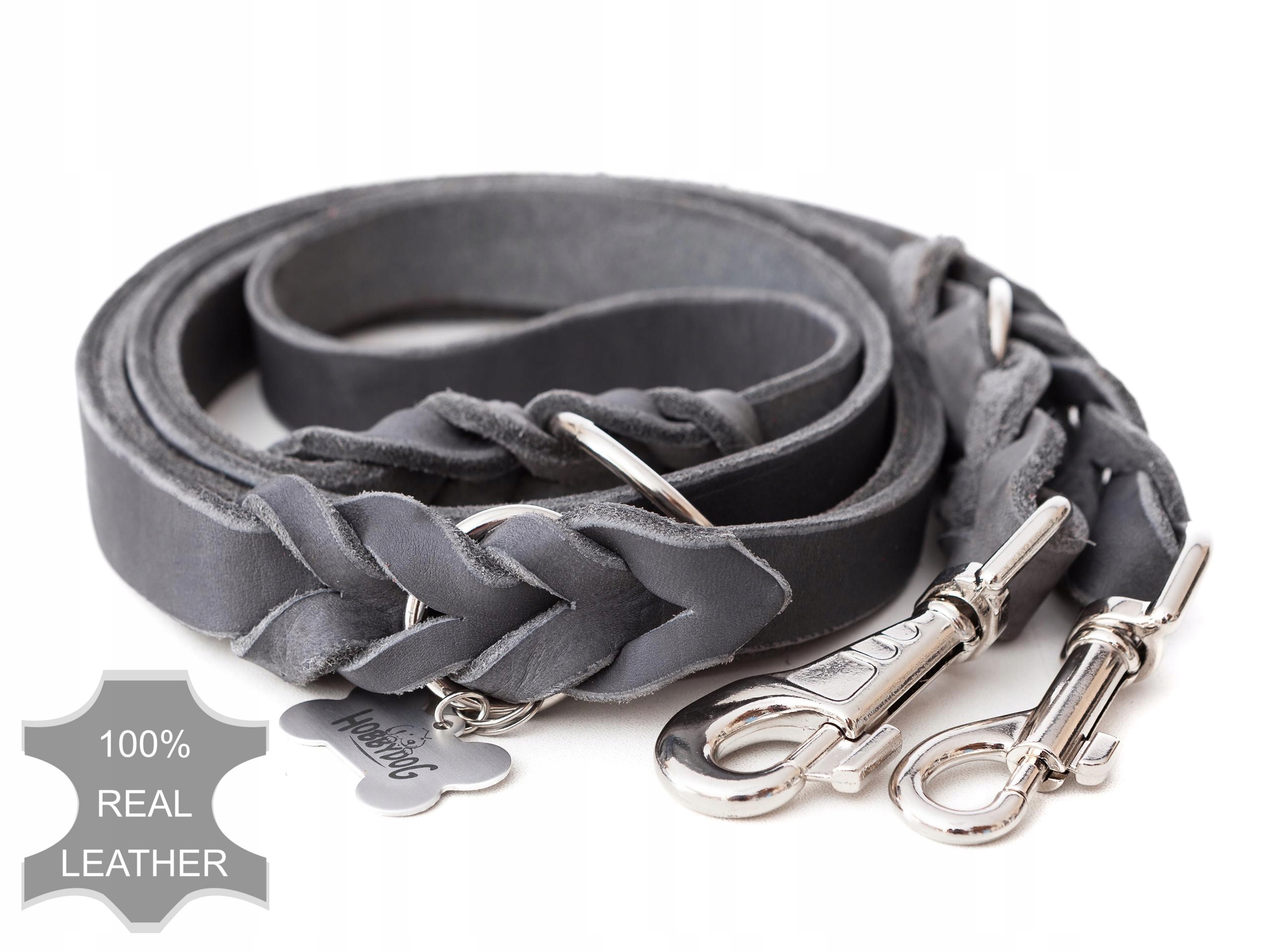 Levně vodítko kožené pro psa nastavitelné přepínací 18 mm