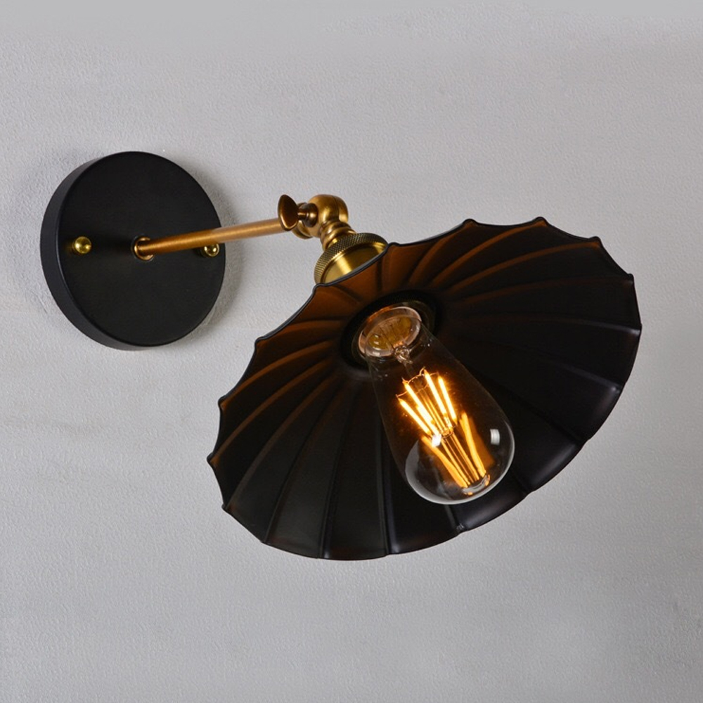 Lampa ścienna kinkiet prosta Retro metalowa LED z kloszem czarnym Kolekcja other