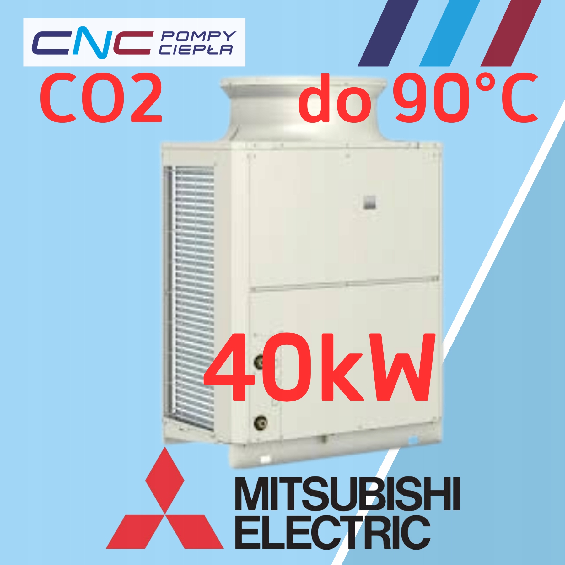 Pompa ciepła Mitsubishi Electric Przemysłowa QAHV-N560YA-HPB 40kW do 90°C na CO2