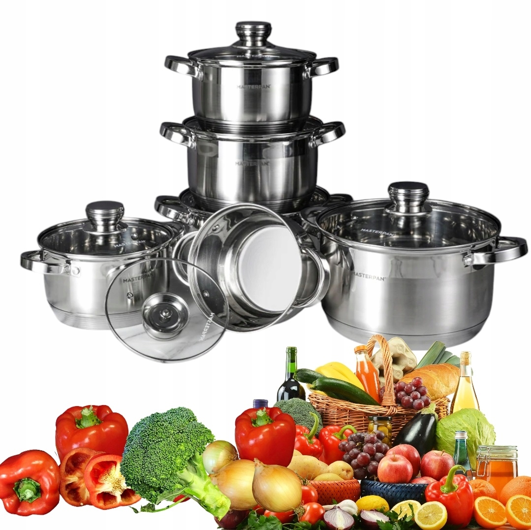 Sada sada hrnců z nerezová ocel 12 ks.