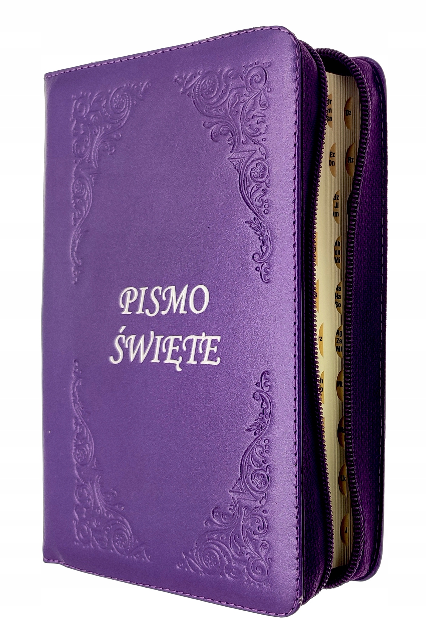 Pismo Święte Biblia Tysiąclecia Mała pag. w skórzanej oprawie fioletowej