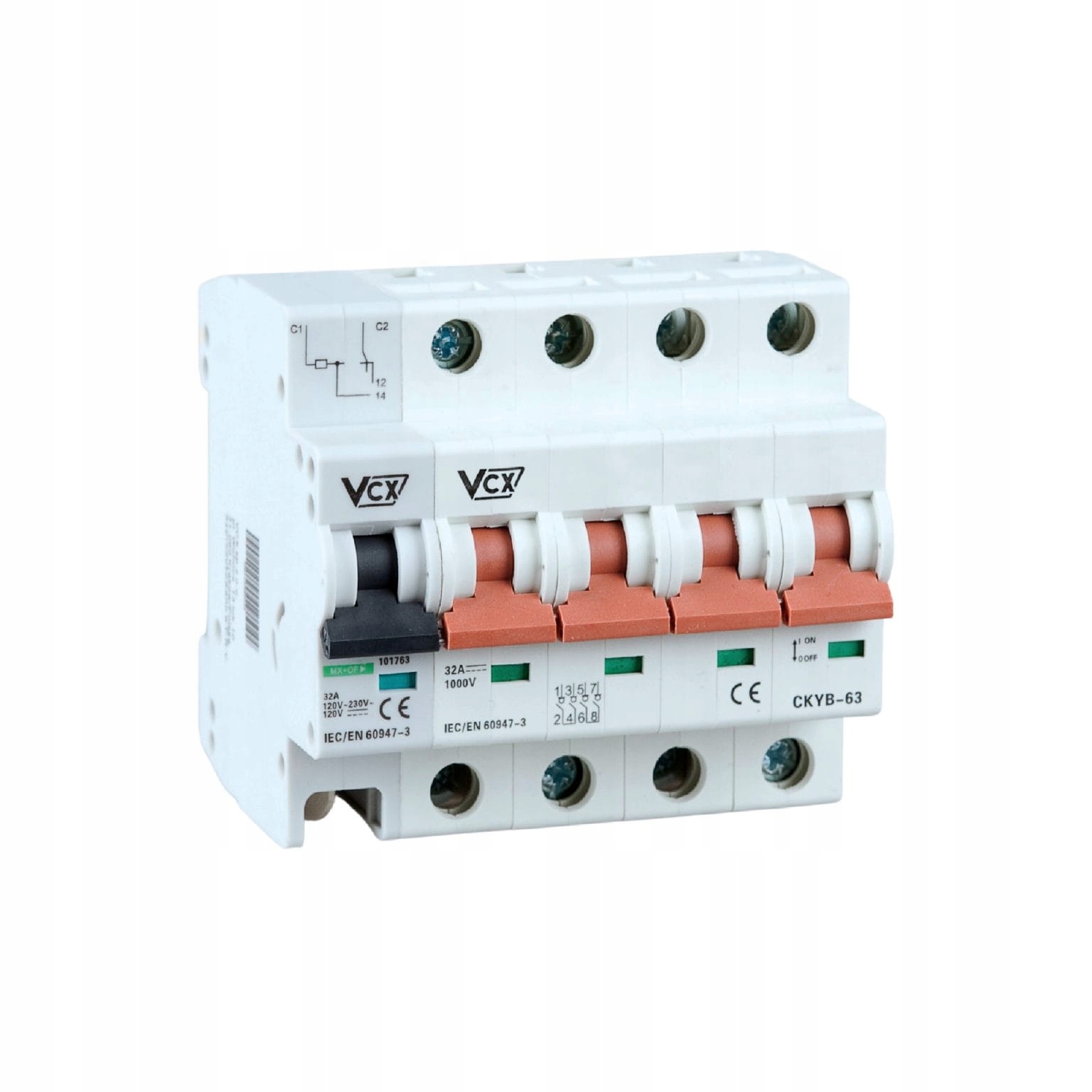 Odpojovač 4P 32A 1000V DC spouštěčem CYKB63+MX+O