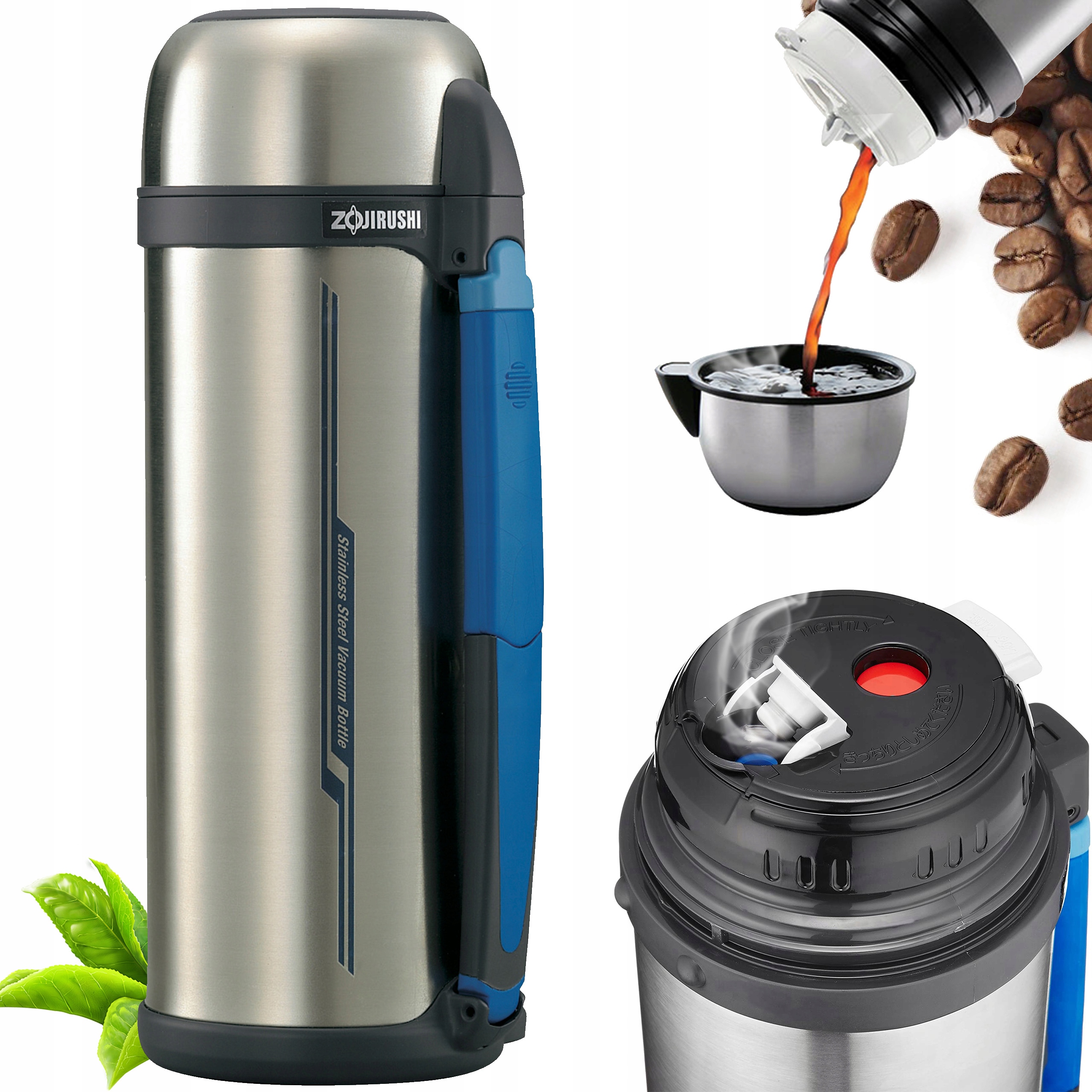 Termos s hrnkem na čaj a kávu s rukojetí 2 l Zojirushi SF-CC20 Velký Stříbrný