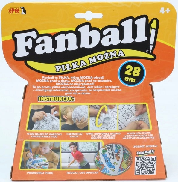PIŁKA KTÓRĄ MOŻNA WIĘCEJ FANBALL NADMUCHAJ POKOLORUJ RZUCAJ POMARAŃCZOWA Marka Epee