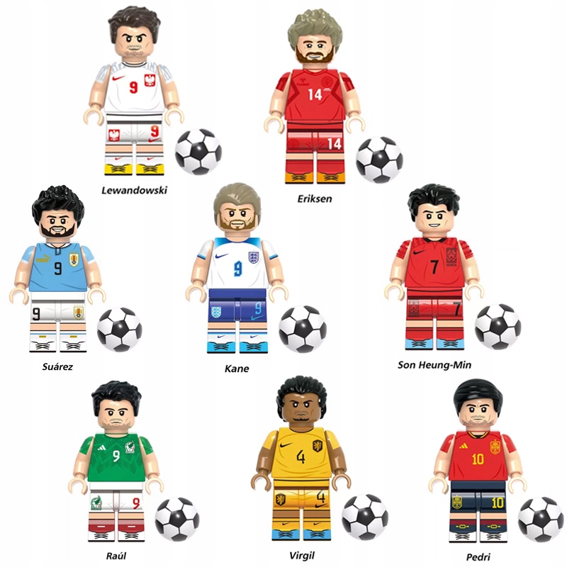 

Figurki klocki piłkarze Lewandowski Eriksen Raul