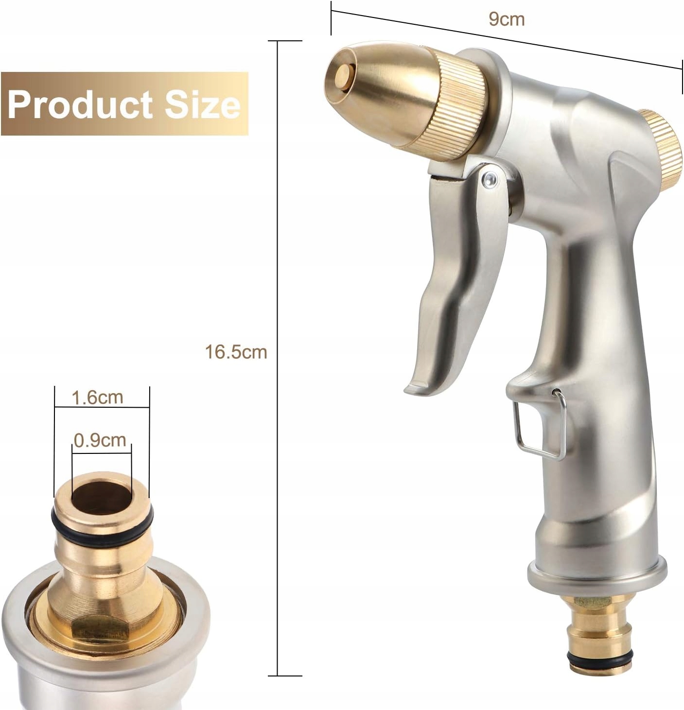 PISTOLET NATRYSKOWY DO WĘŻA OGRODOWEGO WYTRZYMAŁY WYSOKOCIŚNIENIOWY METAL Typ pistolet