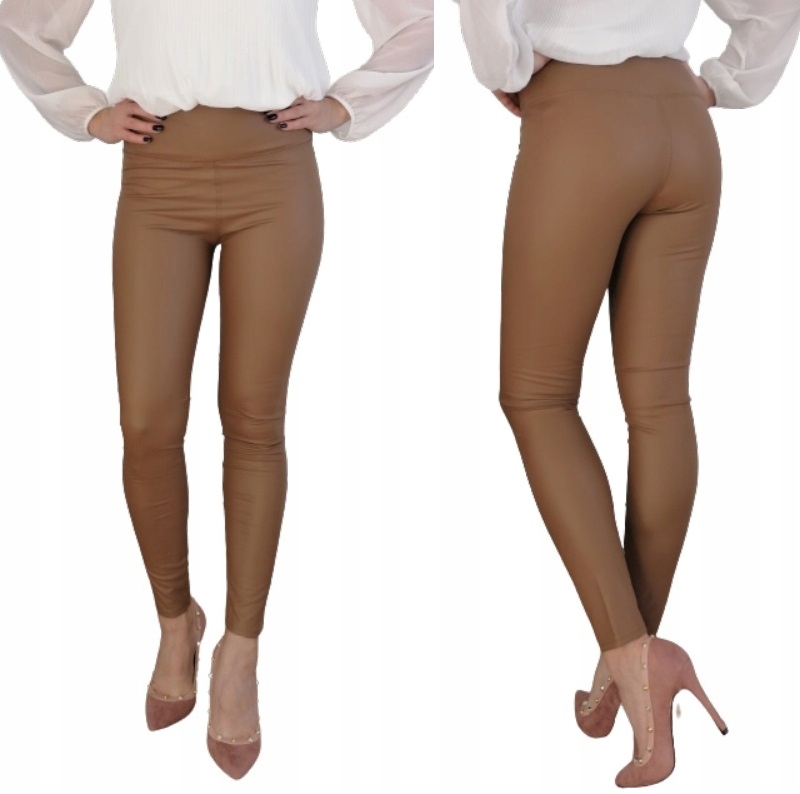 

Legginsy getry Skóra Camel brąz Ocieplane L/XL