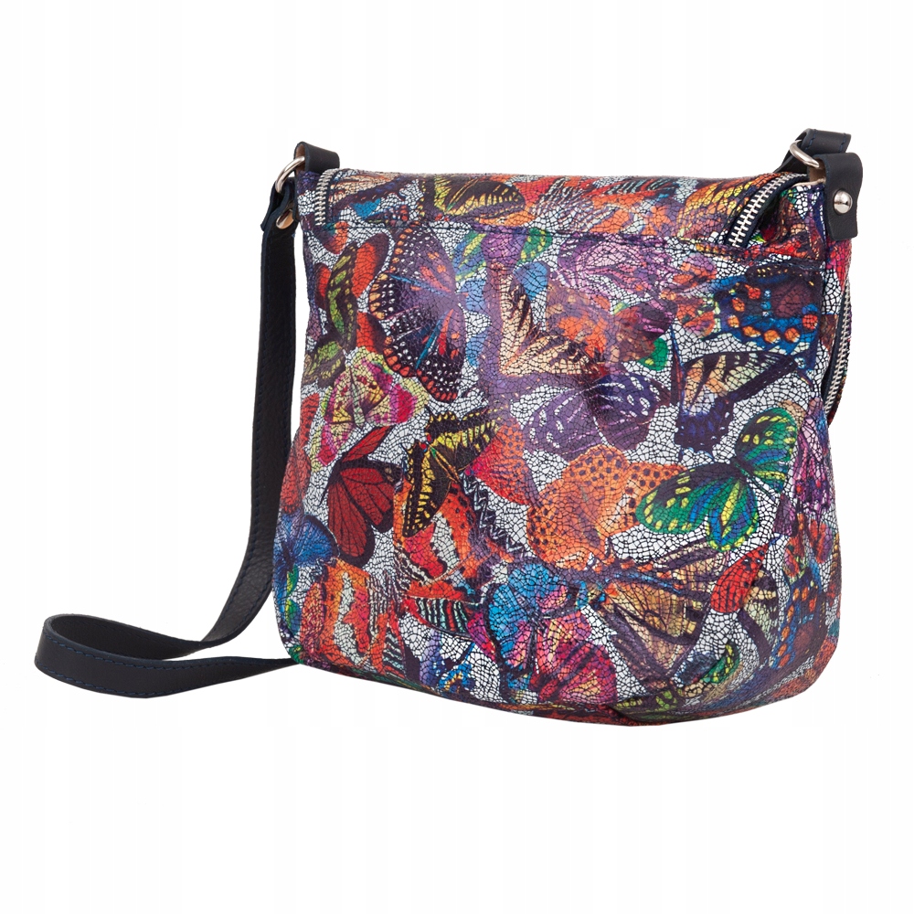 KOLOROWA TOREBKA MOTYLE LISTONOSZKA Z KLAPĄ SKÓRA NATURALNA VERA PELLE Marka Vera Pelle