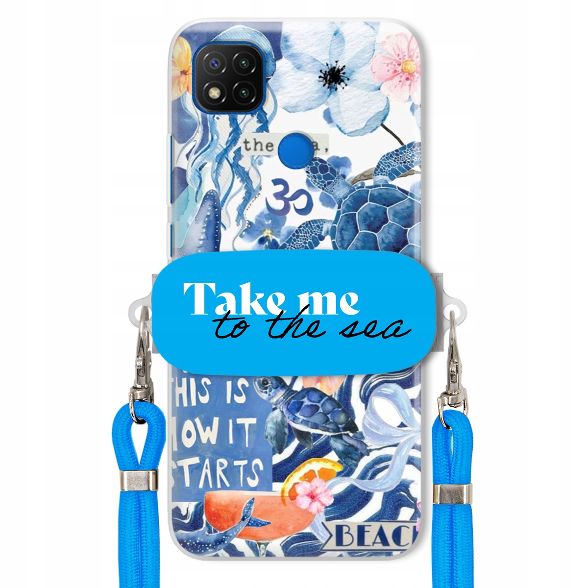 Puzdro pre Xiaomi Redmi 9C Premium Vodítko Modrá Držiak Take Me To The Sea