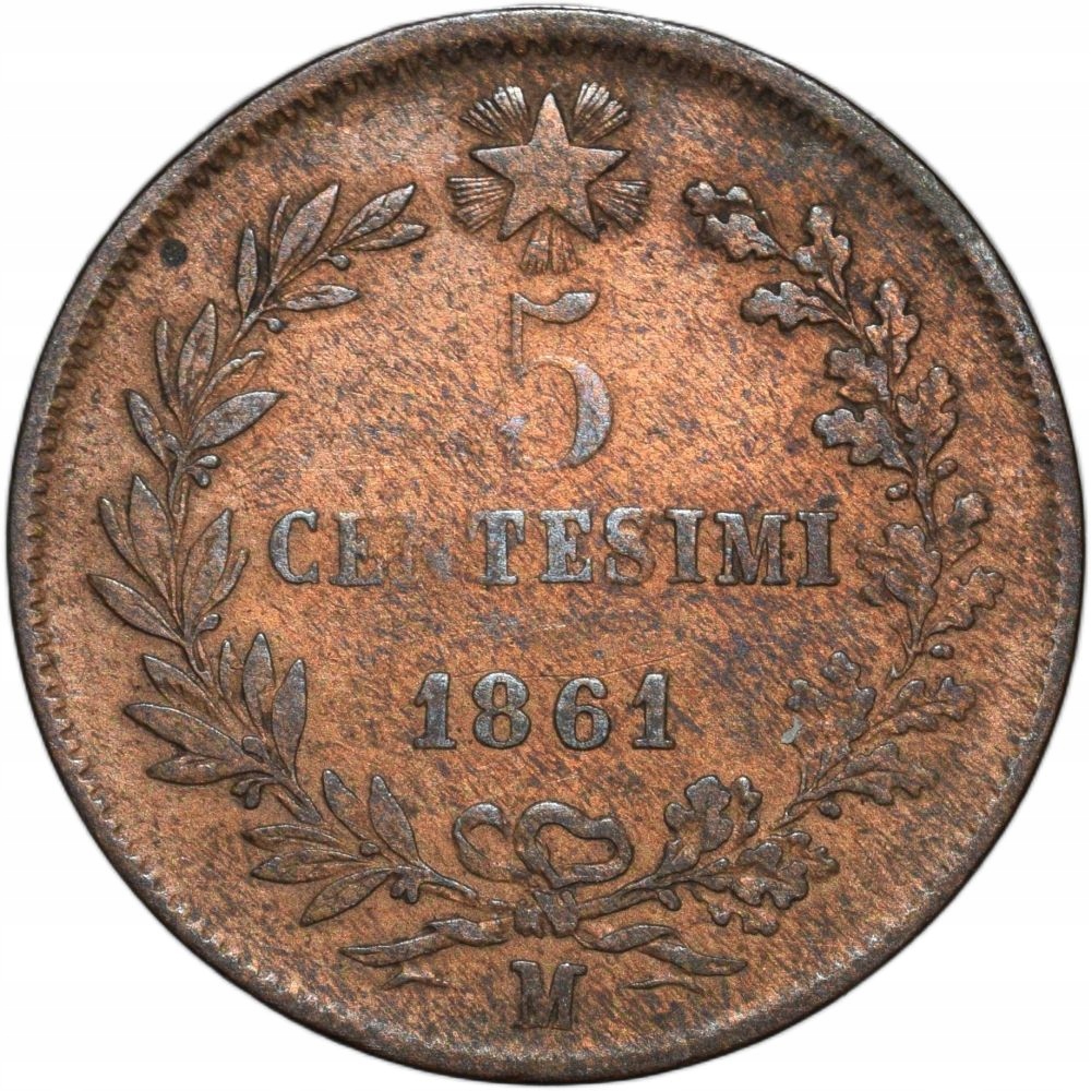 Włochy 5 centesimi 1861 M