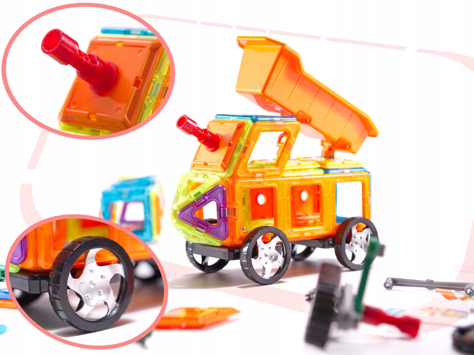 KLOCKI MAGNETYCZNE EDUKACYJNE MAGICAL MAGNET MAGNETIC STICKS 162 ELEMENTY Wiek dziecka 3 lata +