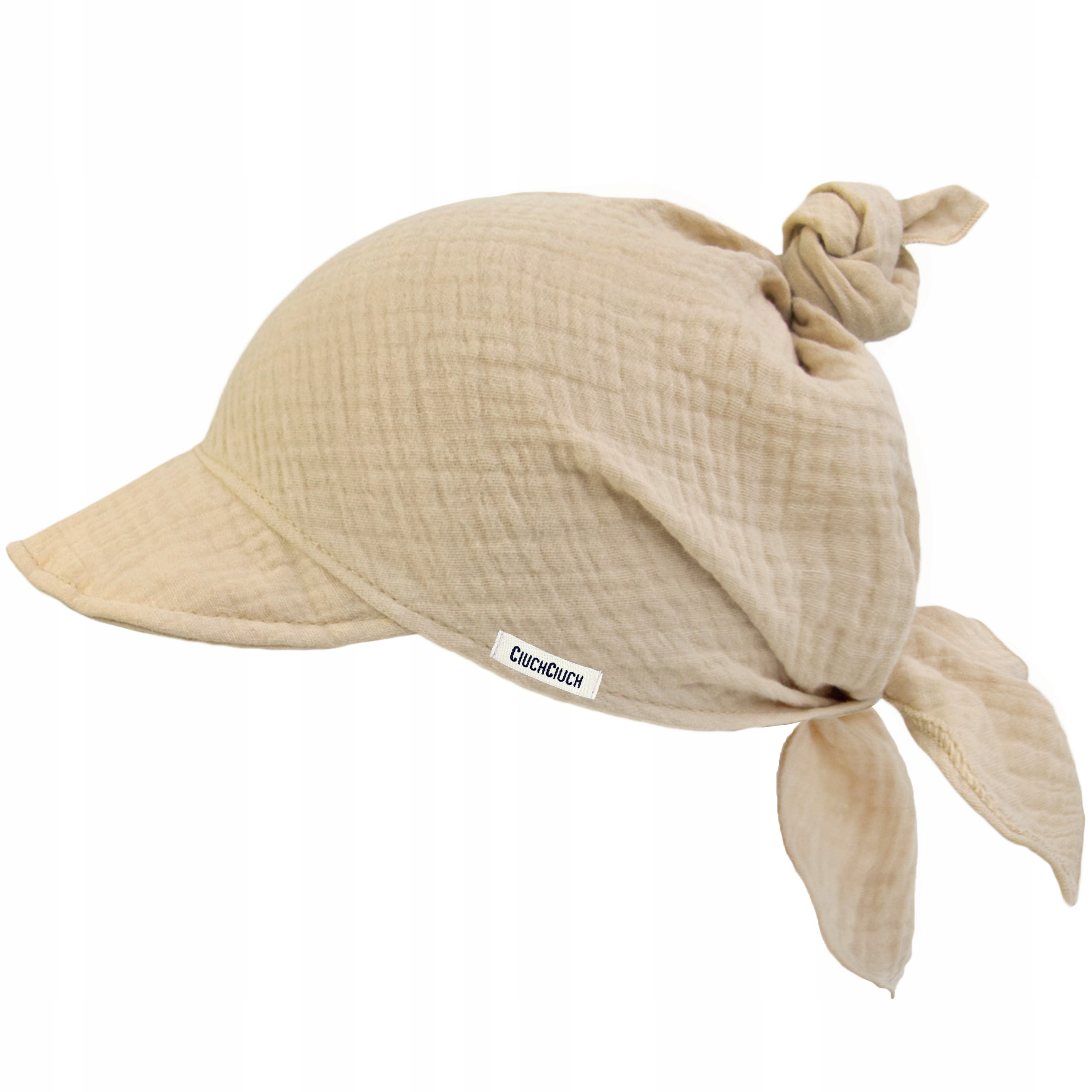 CHUSTA chustka dziecięca na głowę na słońce MUŚLINOWA czapka Z DASZKIEM