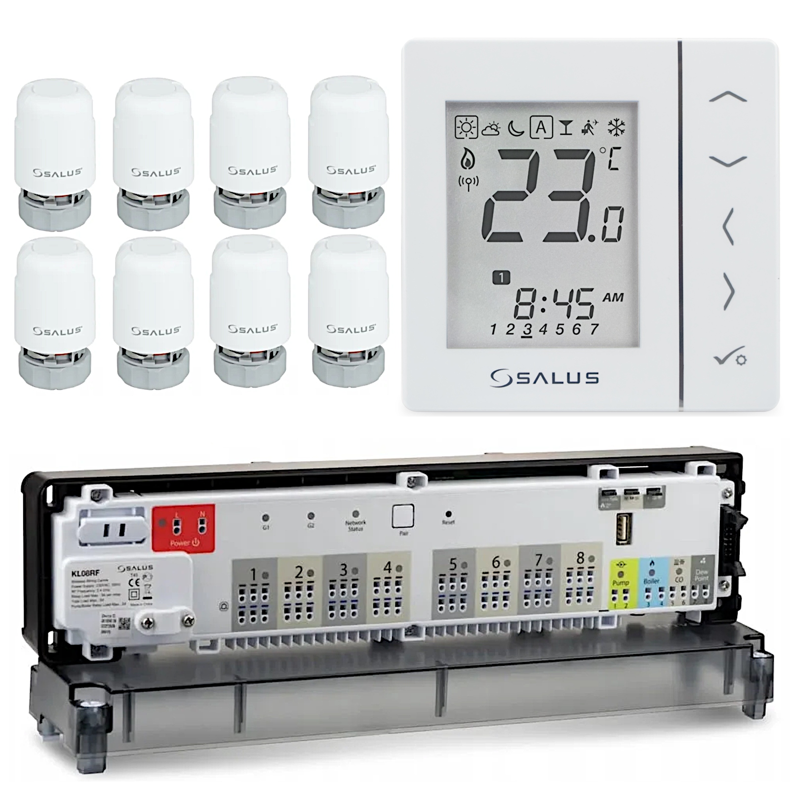 Zestaw Ogrzewania Podłogowego Salus Listwa Regulator VS20WRF Siłownik T30NC