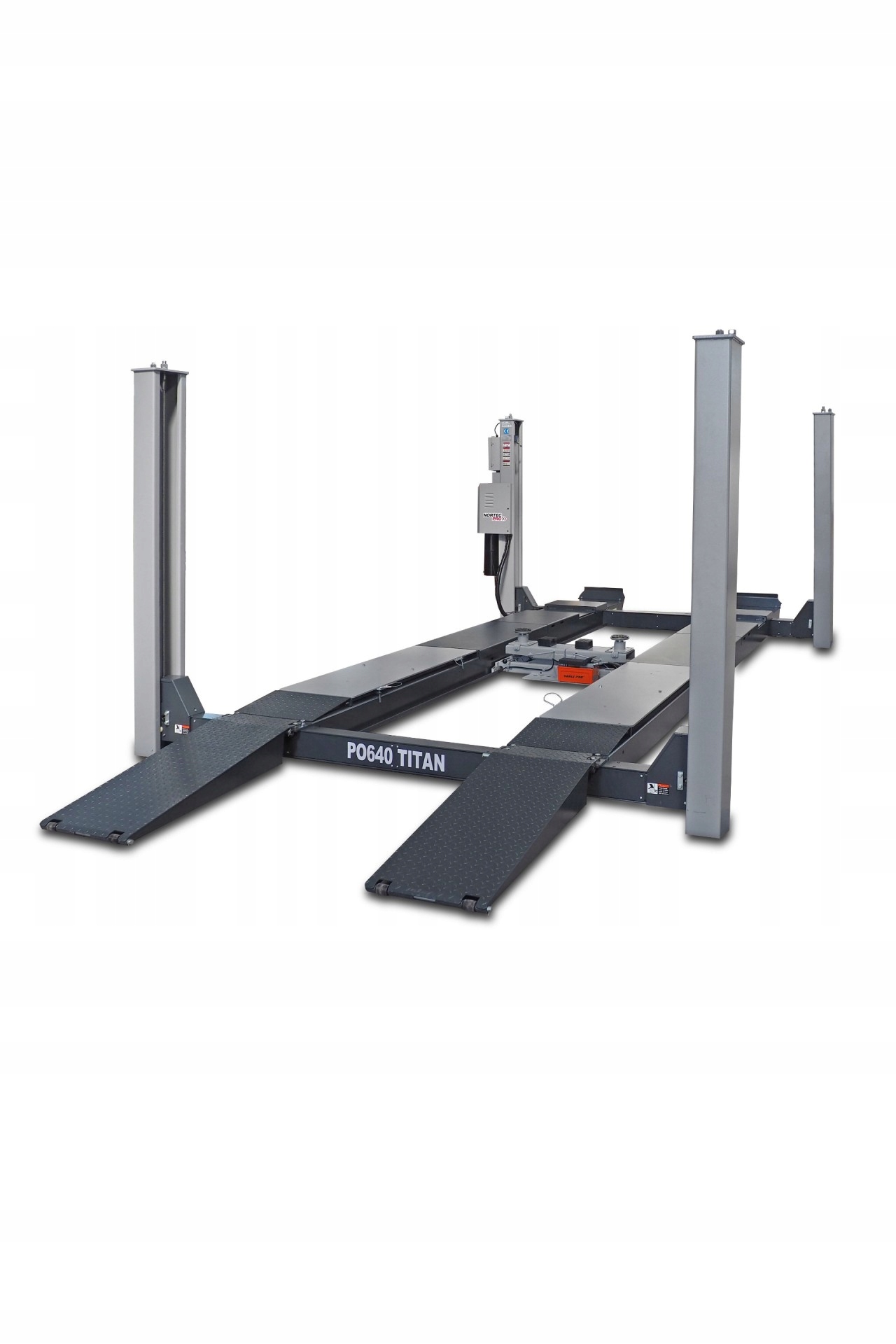 PODNOŚNIK SAMOCHODOWY WARSZTATOWY 4 KOLUMNOWY NORTEC PO640 6,4T DŁUGI 5,8M Marka Nortec