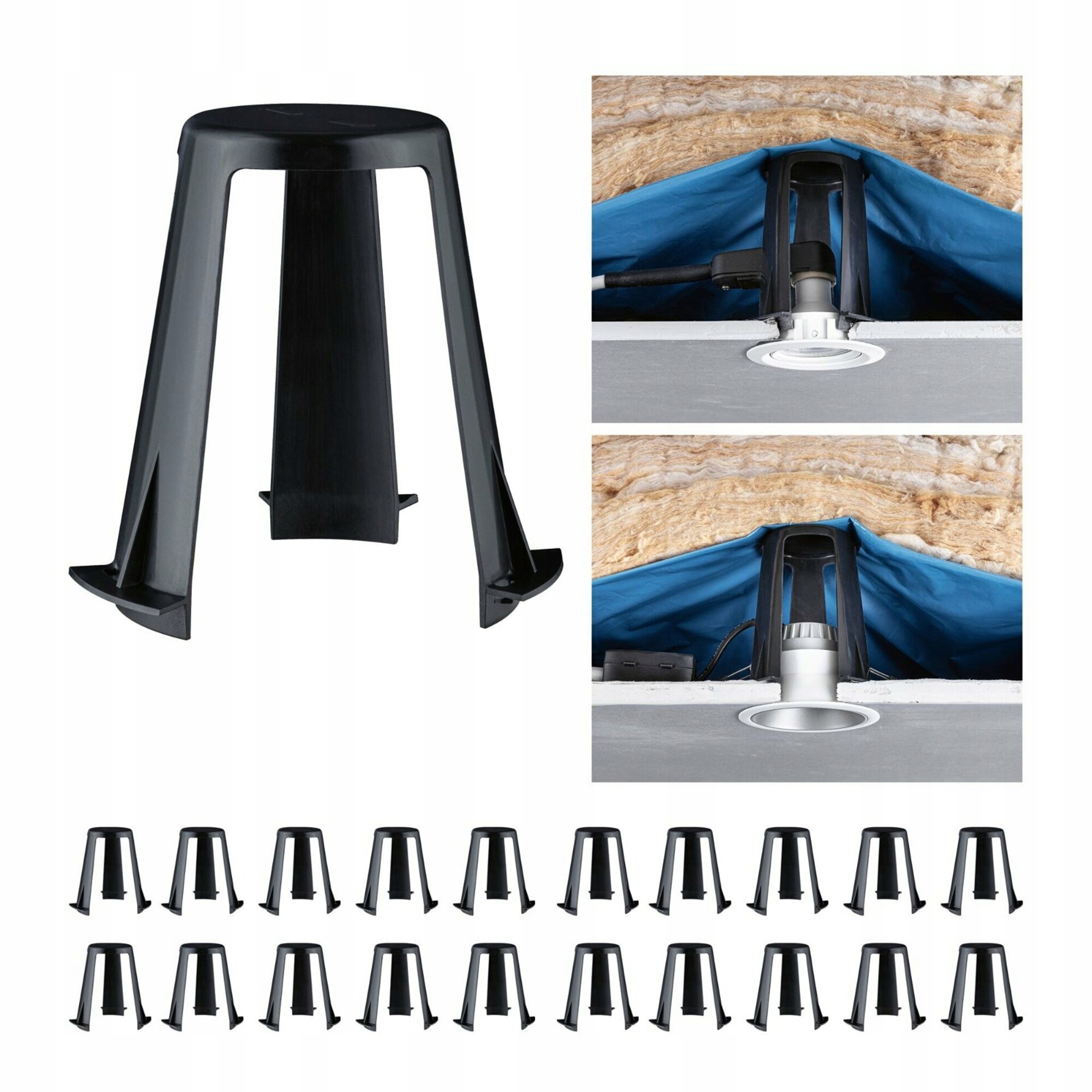 Paulmann dištančná vložka pre vstavané svietidlá 62-90mm, 20 ks, čierna