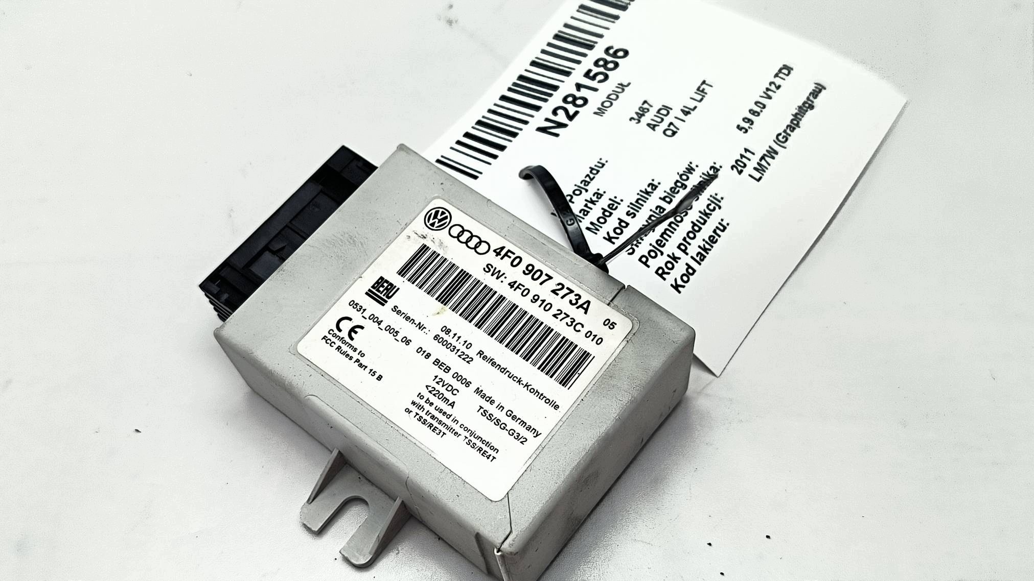 module pression pneumatiques, pneus 4F0907273A AUDI Q7 et 4L LIFT