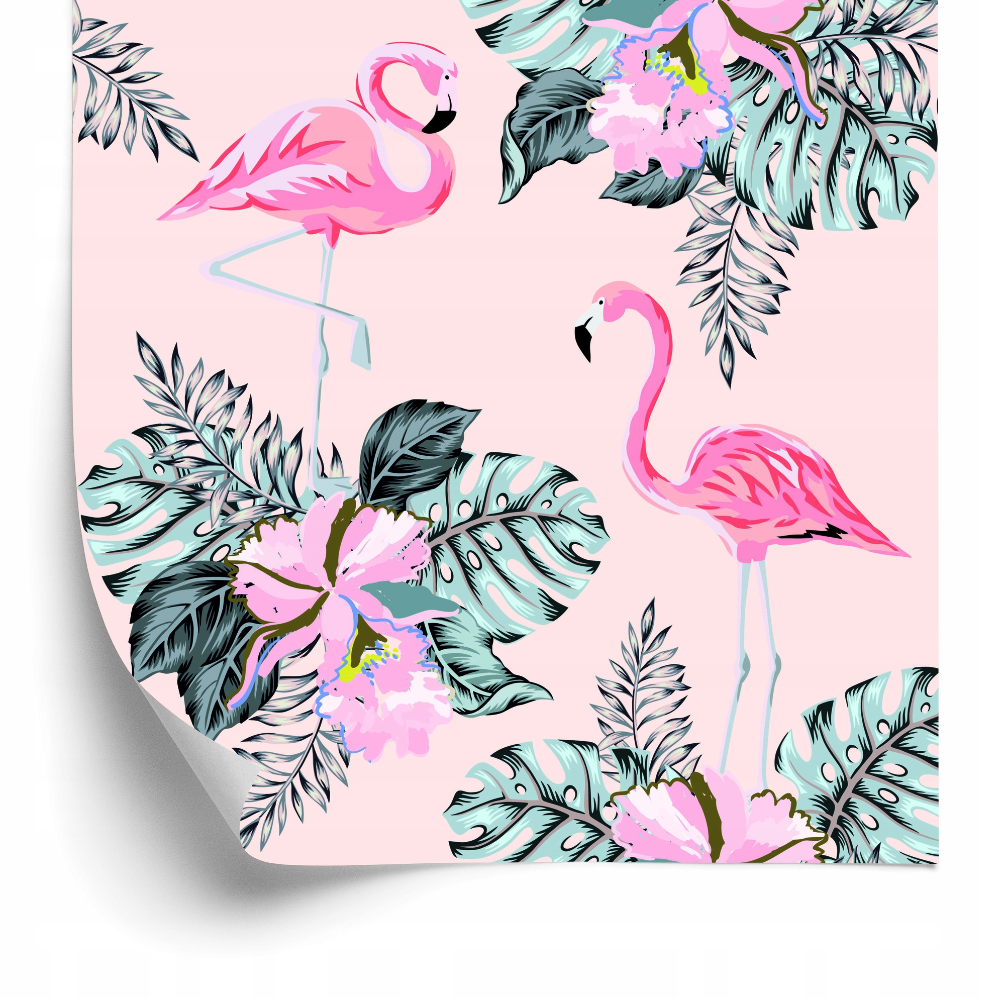 Tapeta Flamingi I Listy 50x1000 cm