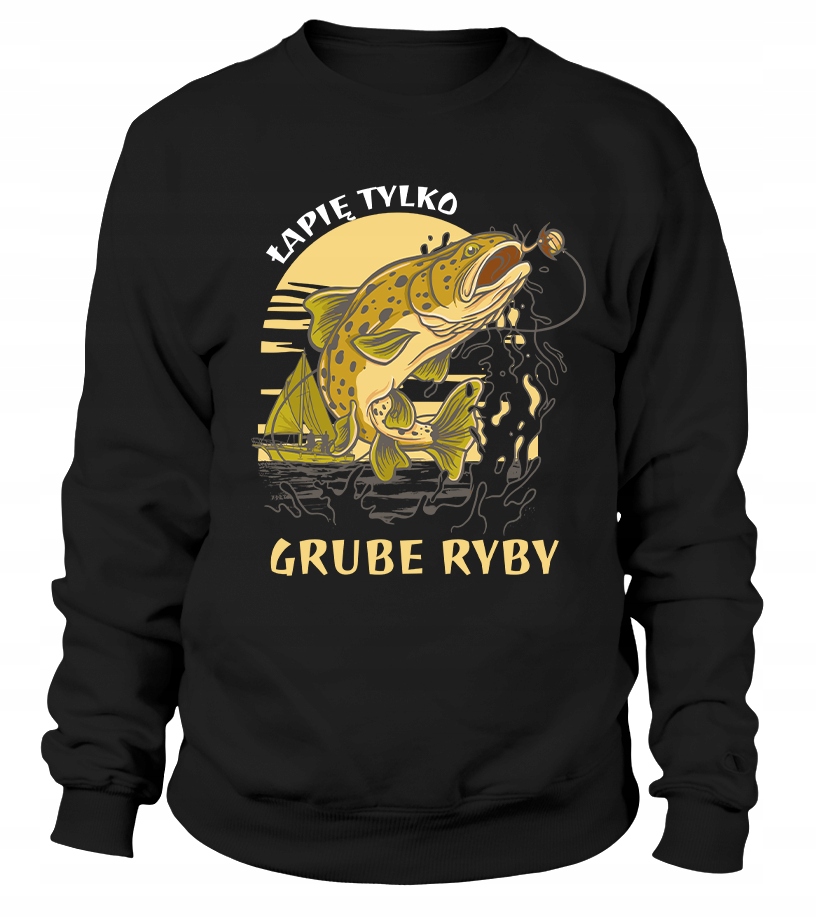 Pánská Mikina Chytám pouze tlusté ryby 3XL Černá Dárek pro rybáře Ryby Pro
