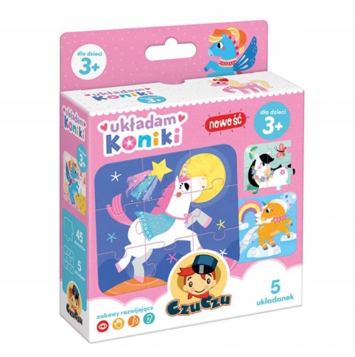 CZUCZU UKŁADAM KONIKI 5 UKŁADANEK PUZZLE 3+