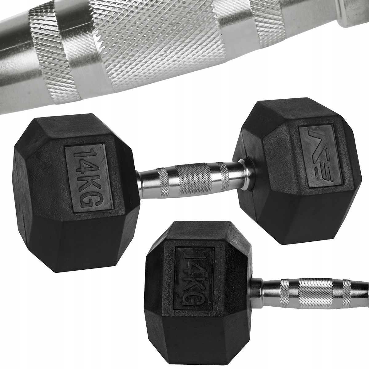 Hantla Do Ćwiczeń 14kg Żeliwna Hexagonalna Gumowan