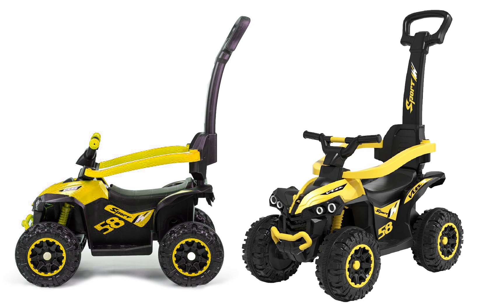 Babymix Jeździk z rączką Baby Mix, pojazd quad z pchaczem 3w1 Żółty