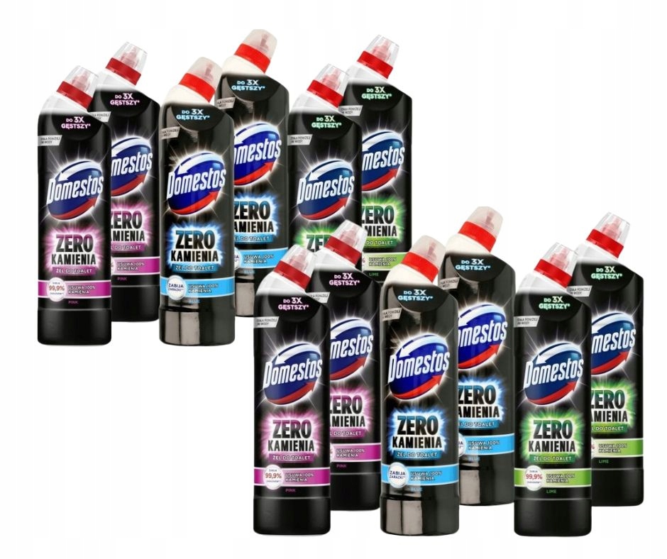 Levně Domestos Zero Stone Gel Wc pro toaletu sada 12 x Mix Ocean Pink Lime