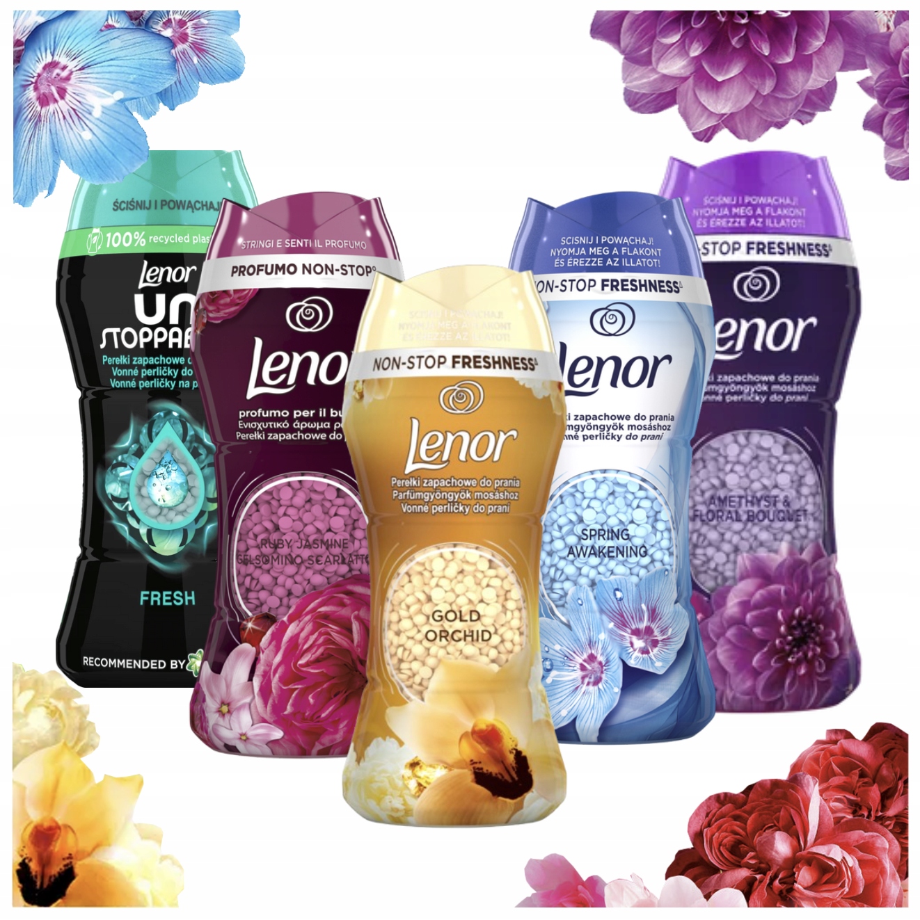 Lenor Perličky vonné granule na praní Set MIX 5 x 210 g