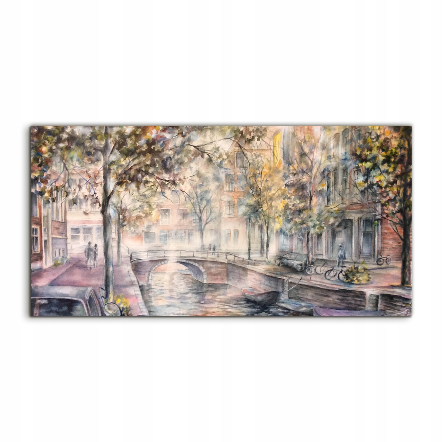 Akrylový obraz 120x60 Závesné mosty Amsterdam Bicykle