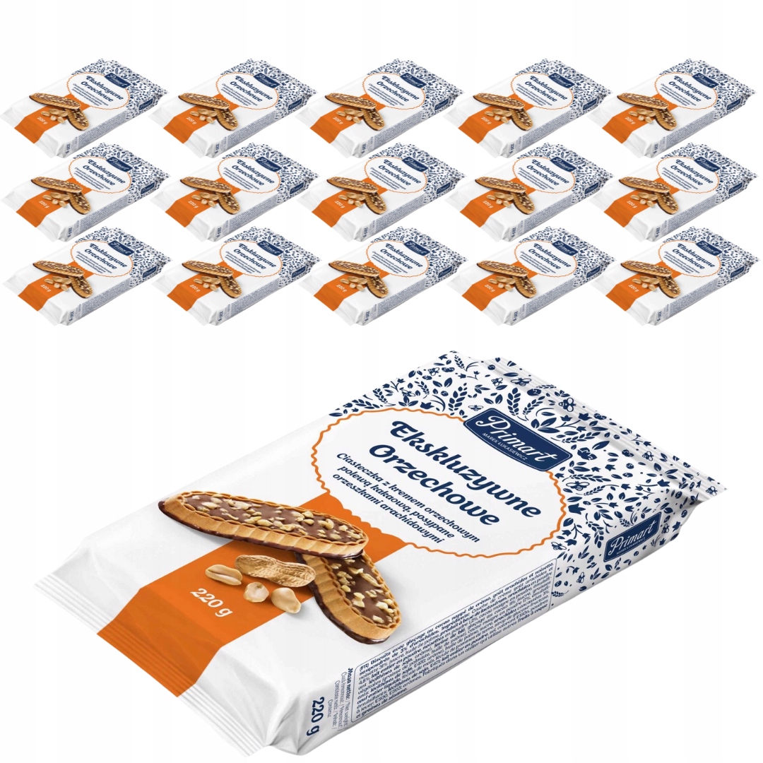 Primart ciastka ekskluzywne orzechowe 220g x 15 sztuk