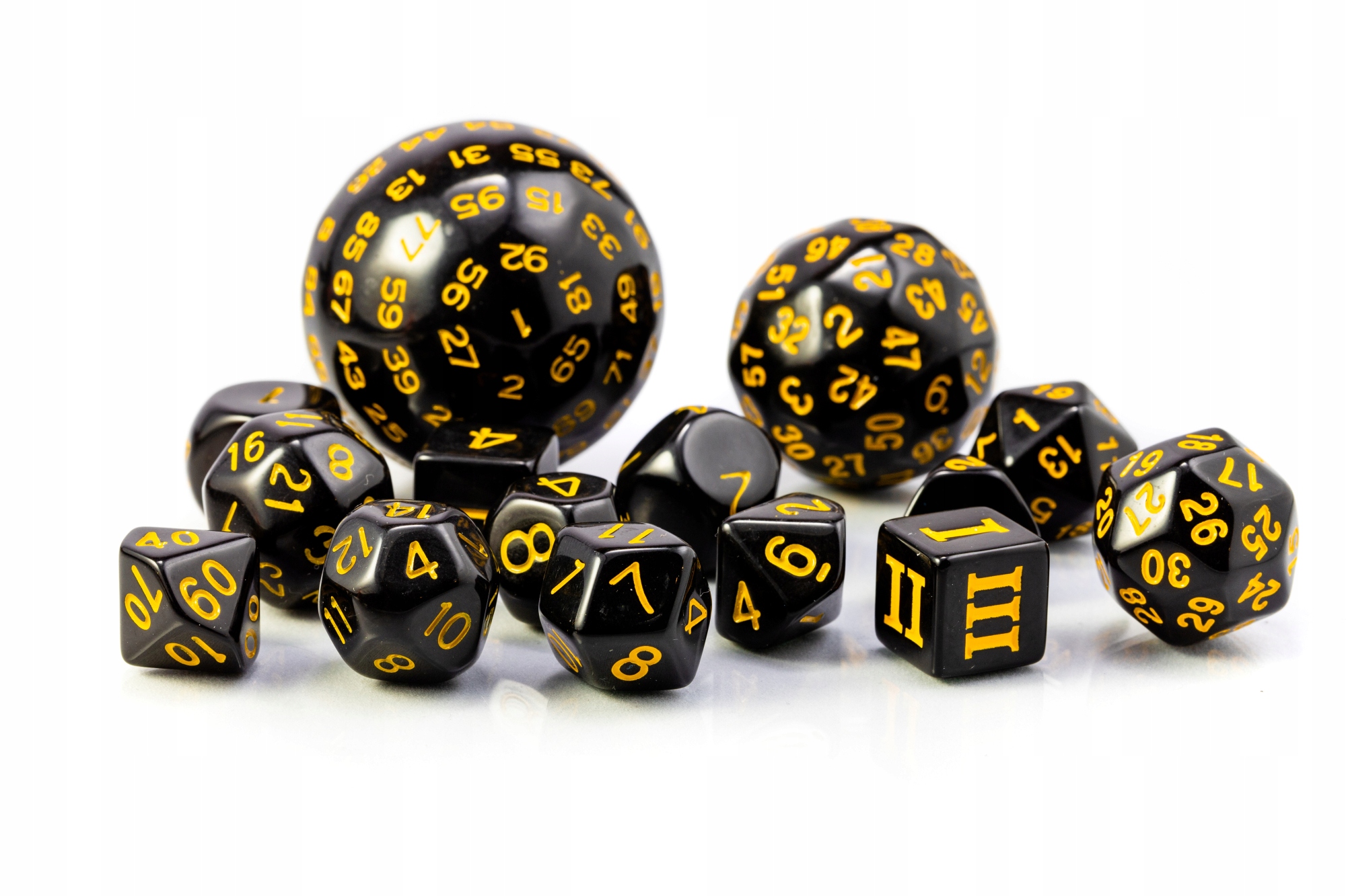 KOSTKI RPG CZARNO-ŻÓŁTY ZESTAW 15 KOŚCI KOSTEK